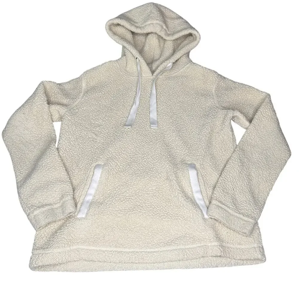 Abercrombie & Fitch Womens XS Cream Sherpa Fleece Hoodie Pullover A&F Cozy